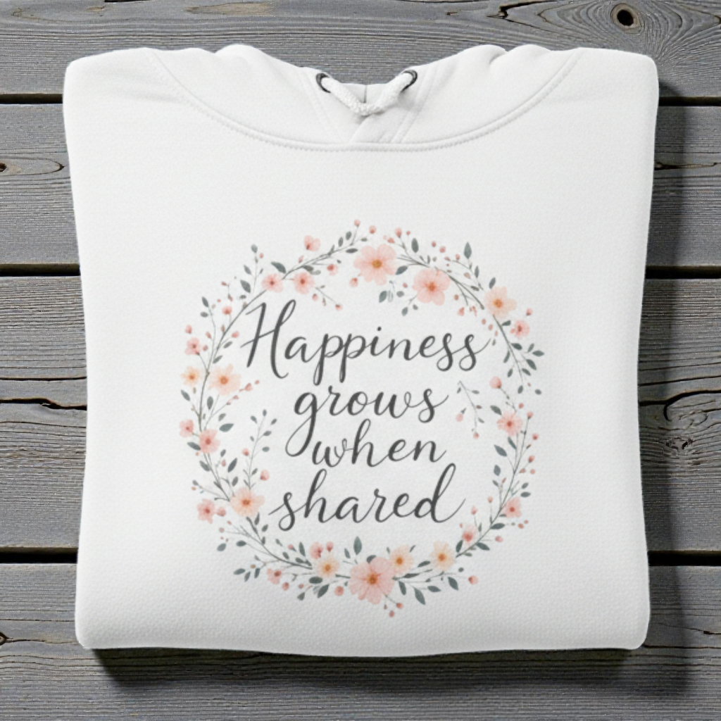 Happiness Grows When Shared | Motivational Quote Hoodies | Faith Hoodies | Women's Hoodie