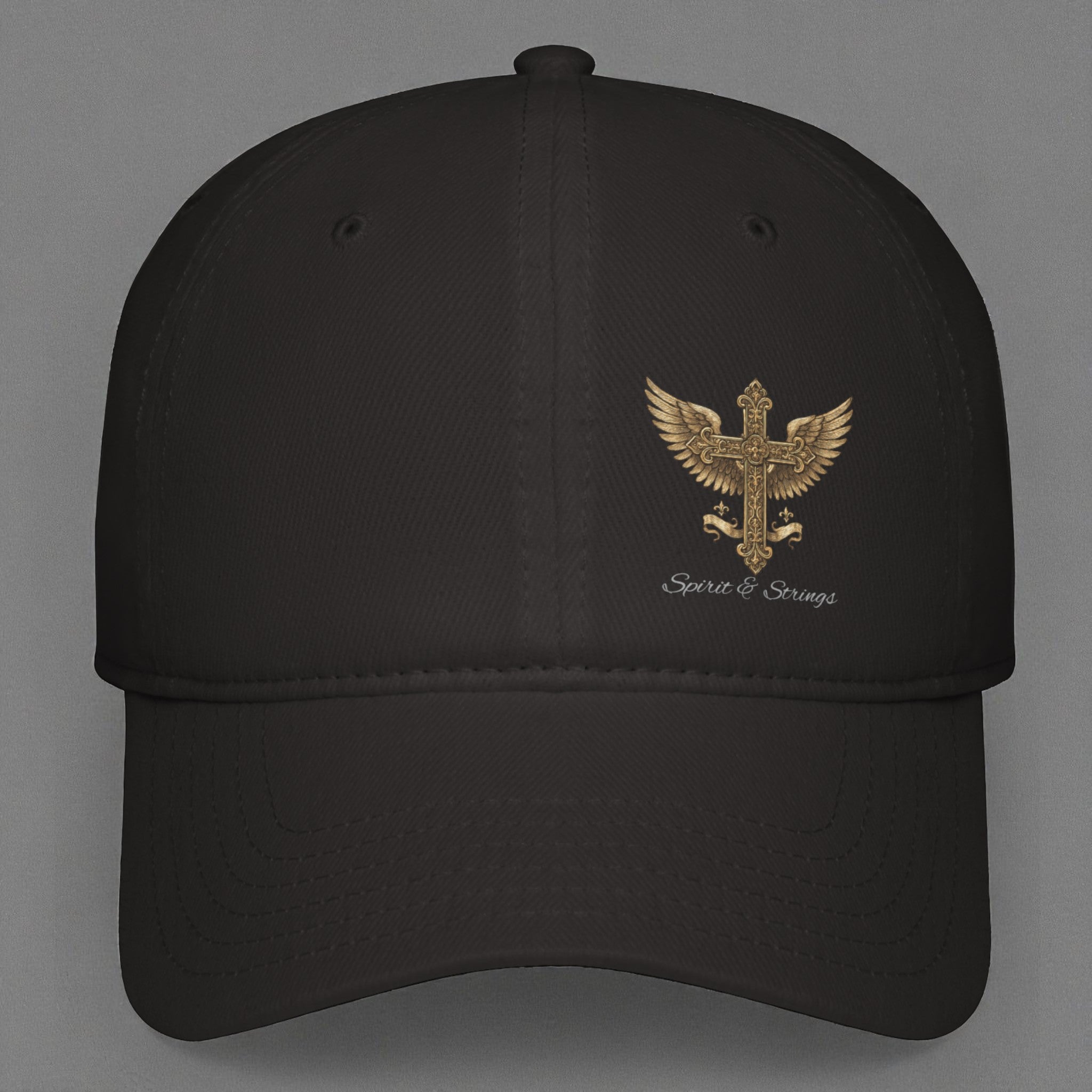 Rock Style Cap with Cross and Wings Design