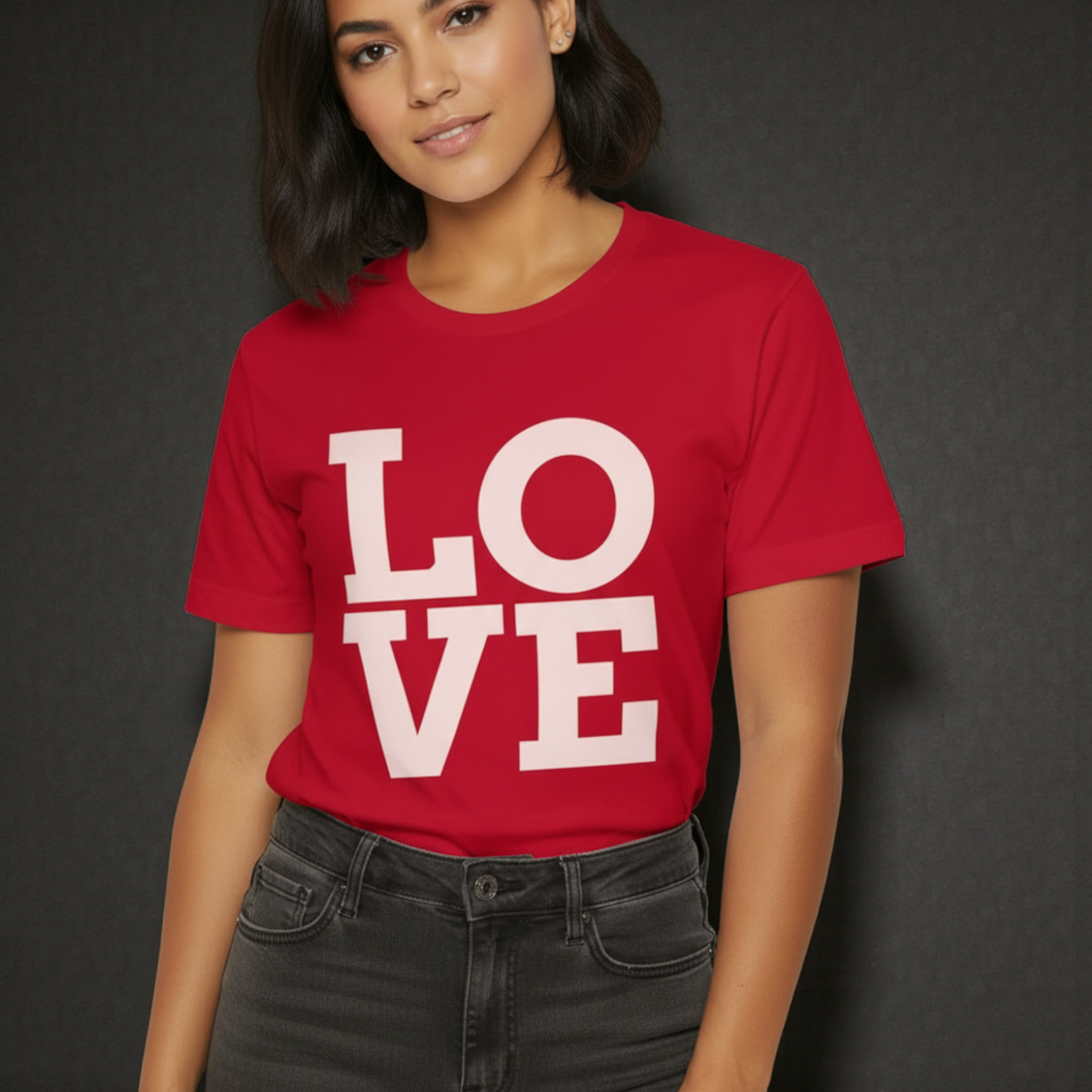 LOVE Block Letters T-Shirt | Pastel Pink Typography Tee