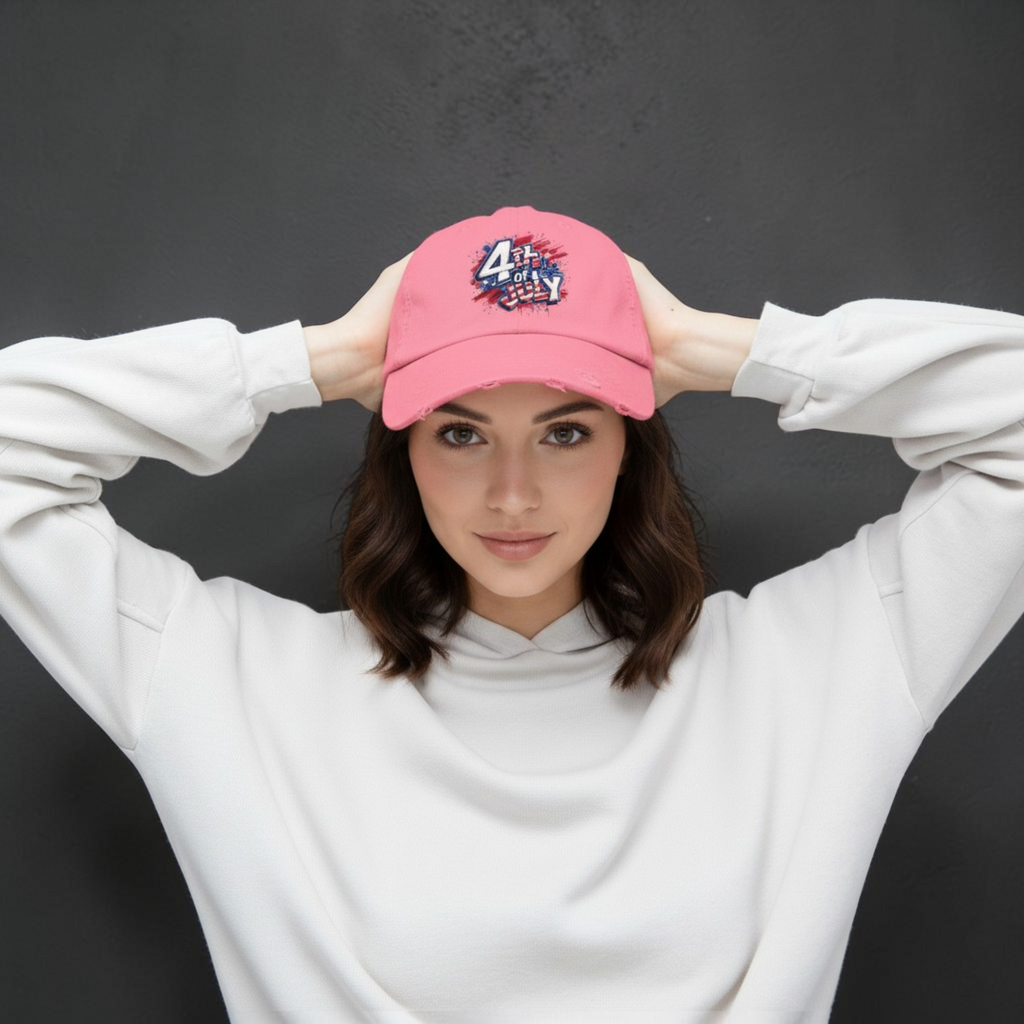 4th of July Unisex Distressed Cap