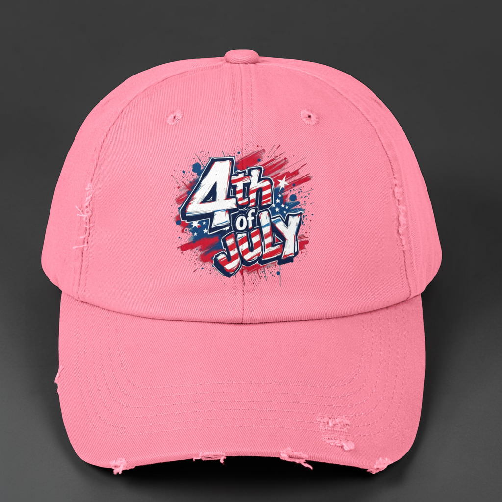 4th of July Unisex Distressed Cap