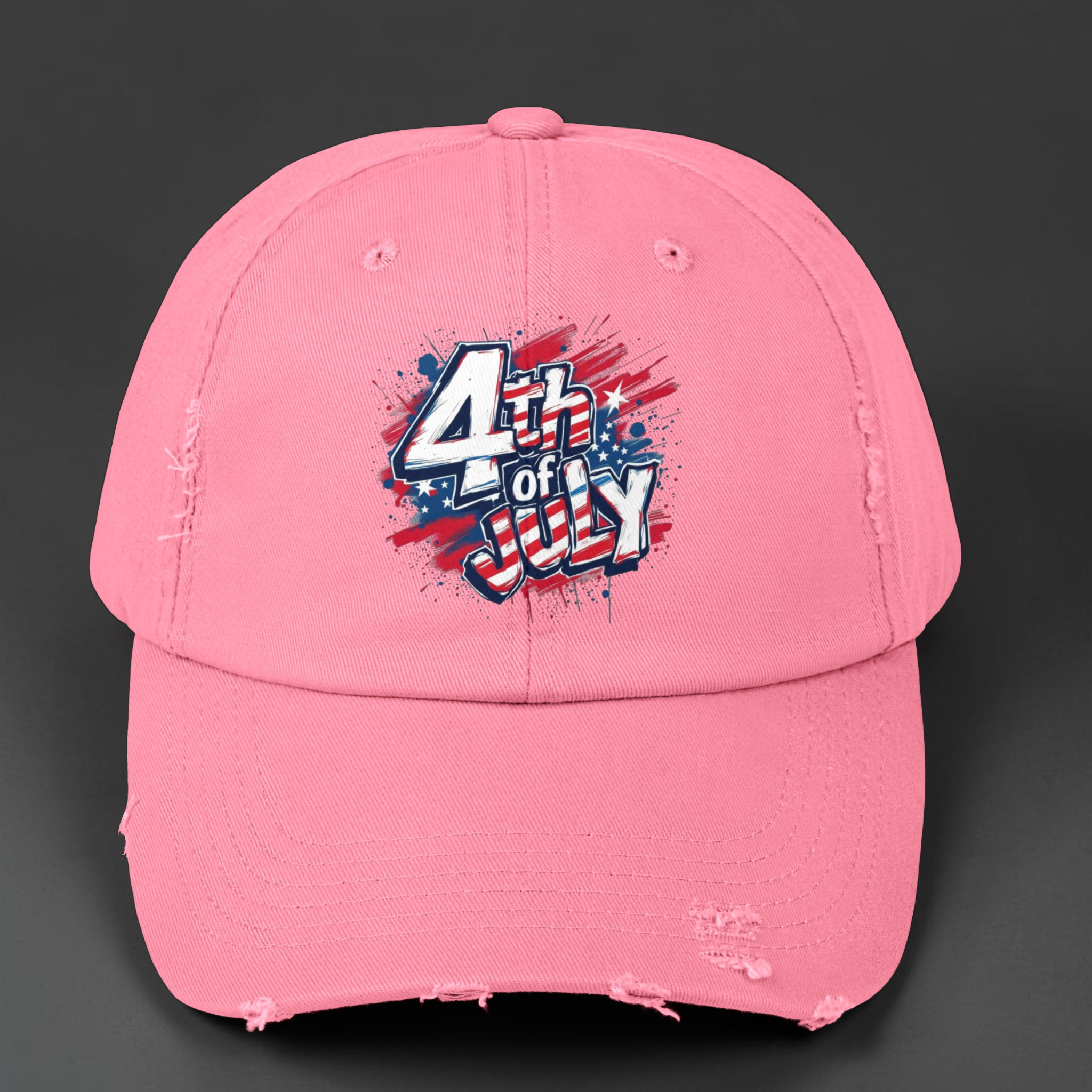 4th of July Unisex Distressed Cap