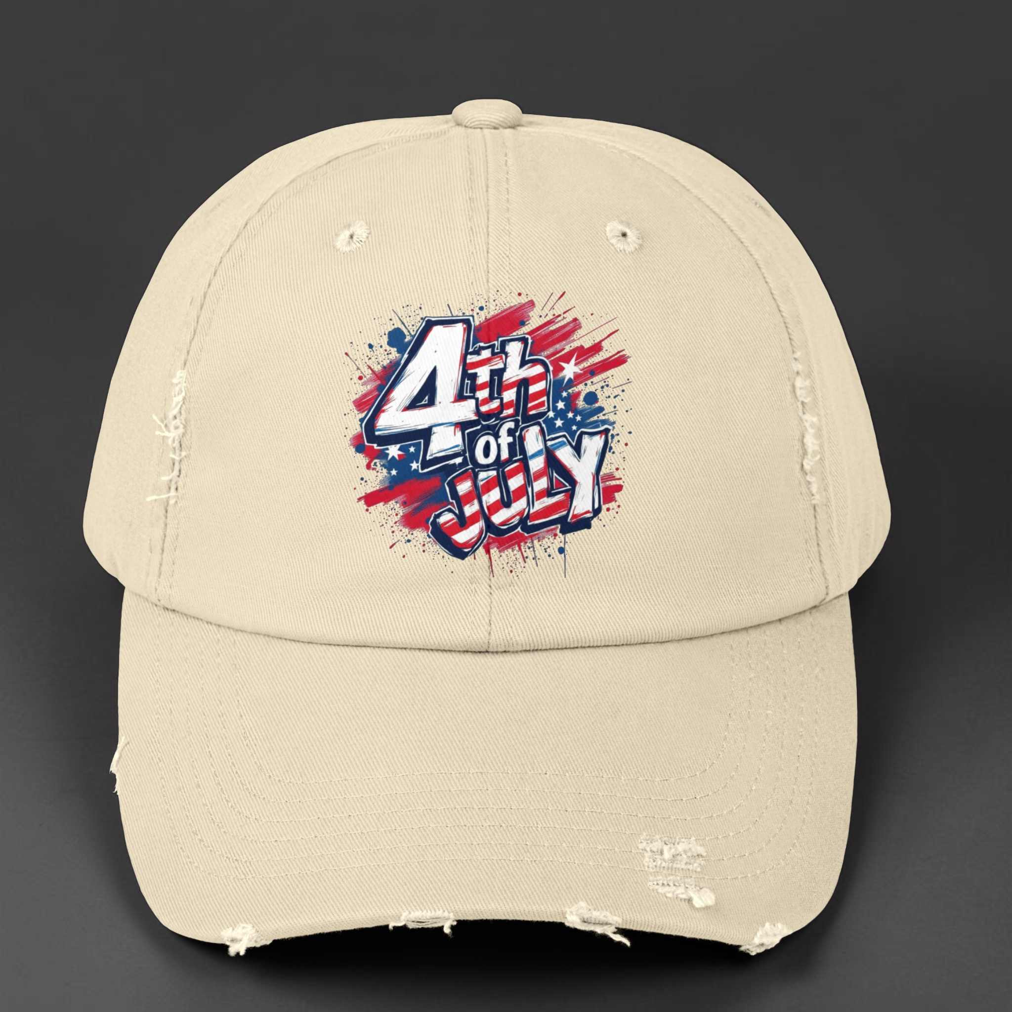 4th of July Unisex Distressed Cap