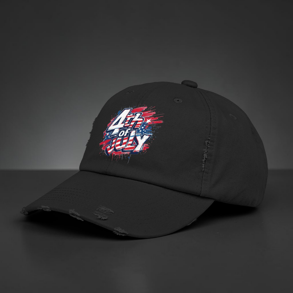 4th of July Unisex Distressed Cap