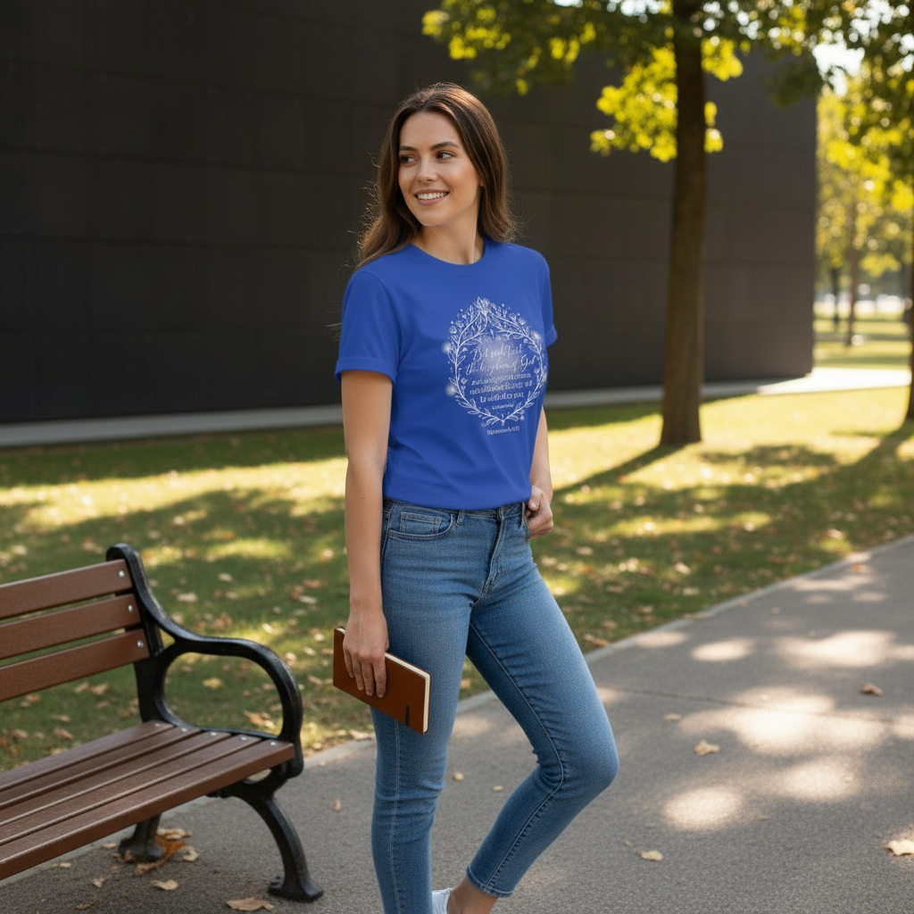 Seek first the kingdom of God T-Shirt | Scripture floral wreath tee