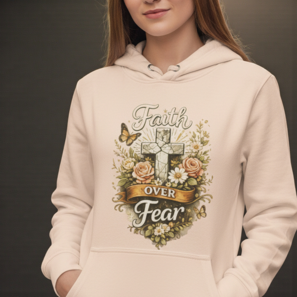 Inspirational Floral "Fear Not" Hoodie — Christian Comfort Pullover