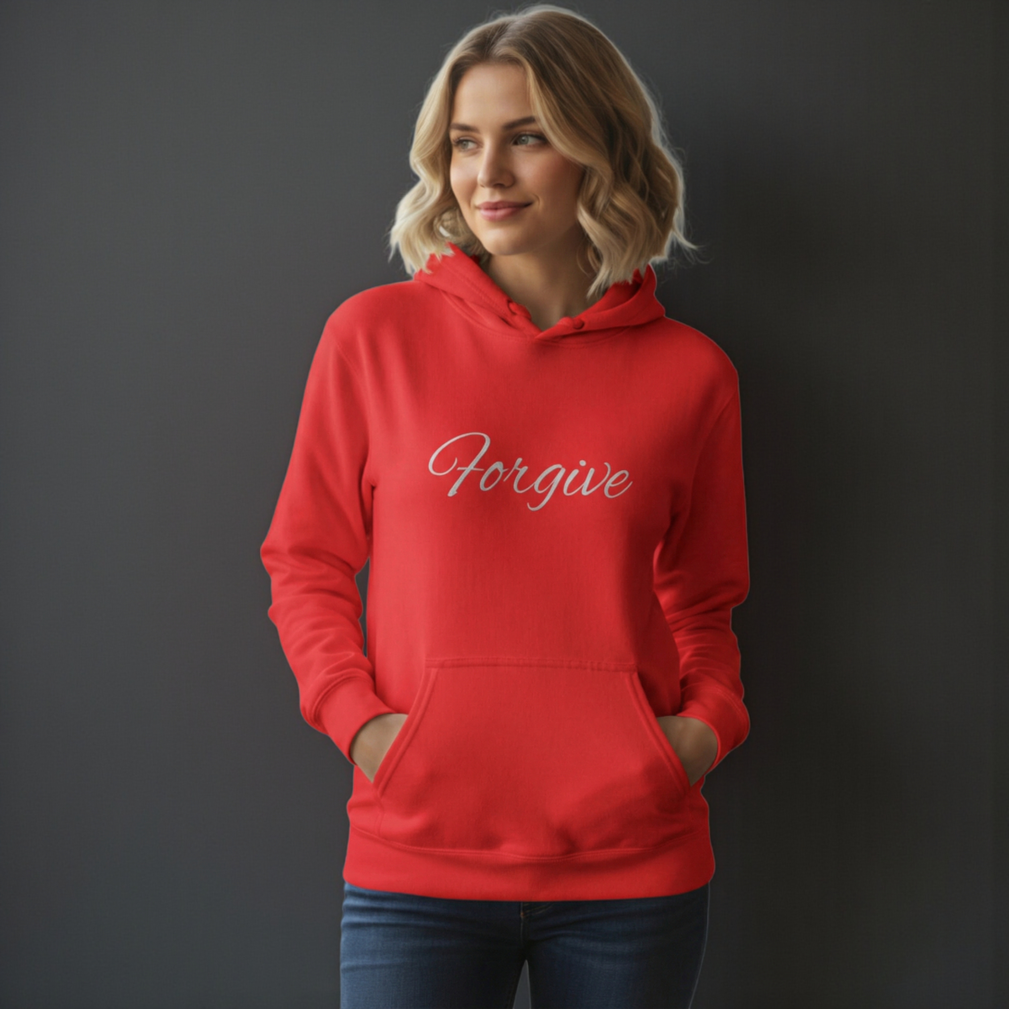 Forgive Script Hoodie — Minimalist Inspirational Pullover