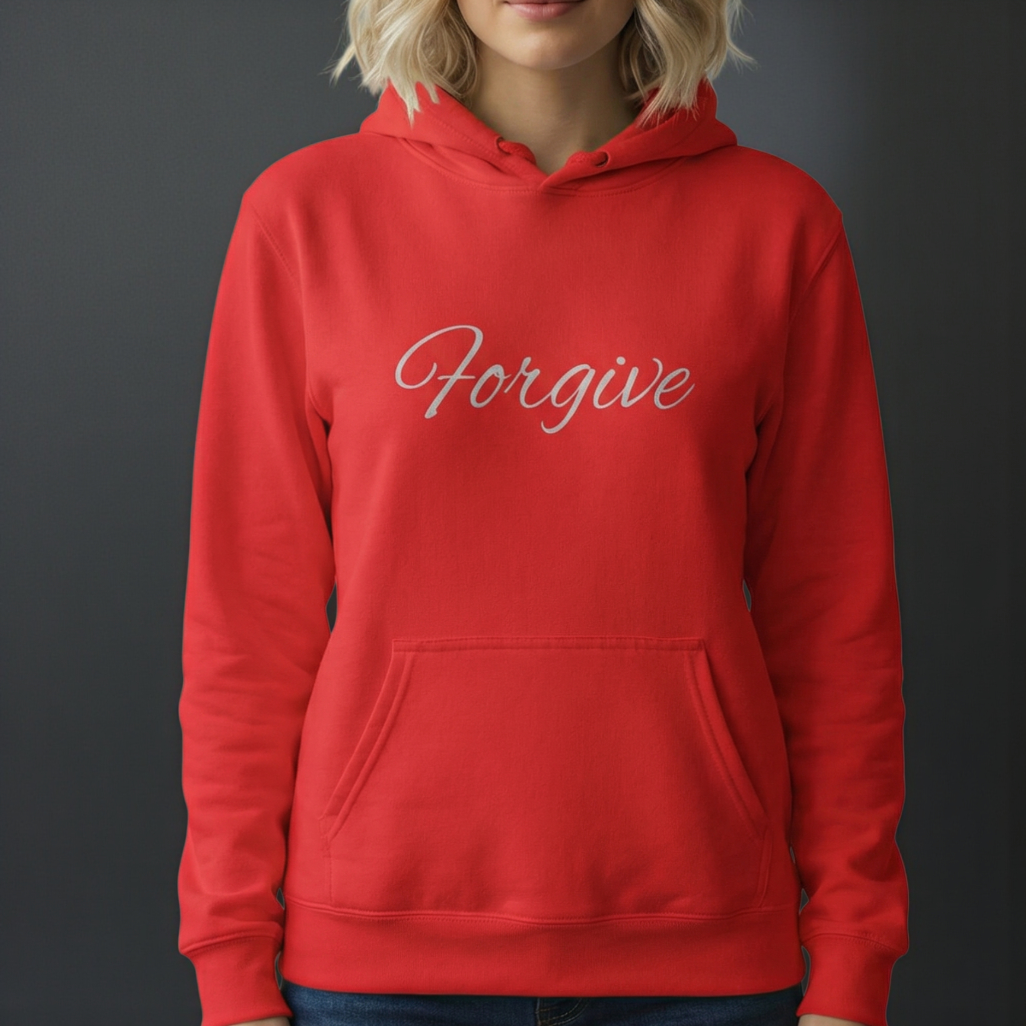 Forgive Script Hoodie — Minimalist Inspirational Pullover