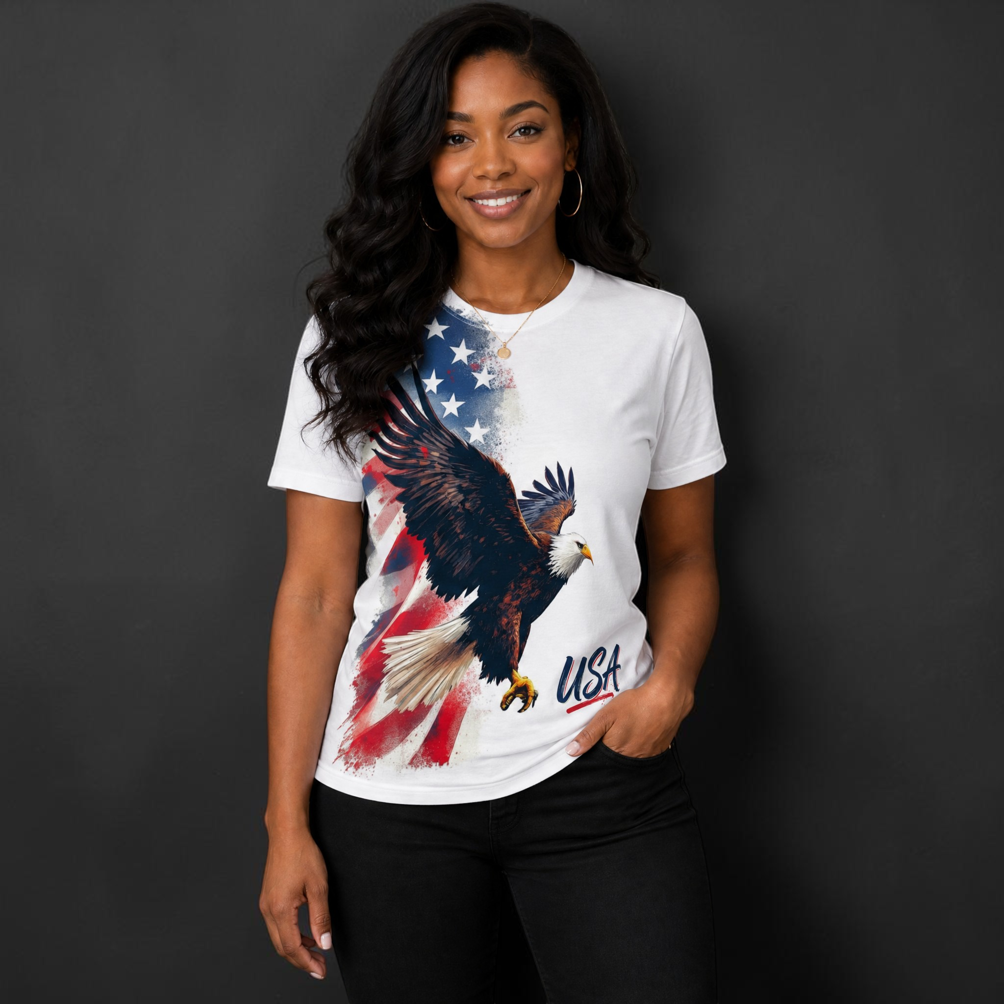 Patriotic Bald Eagle Tee — USA Flag Graphic Shirt