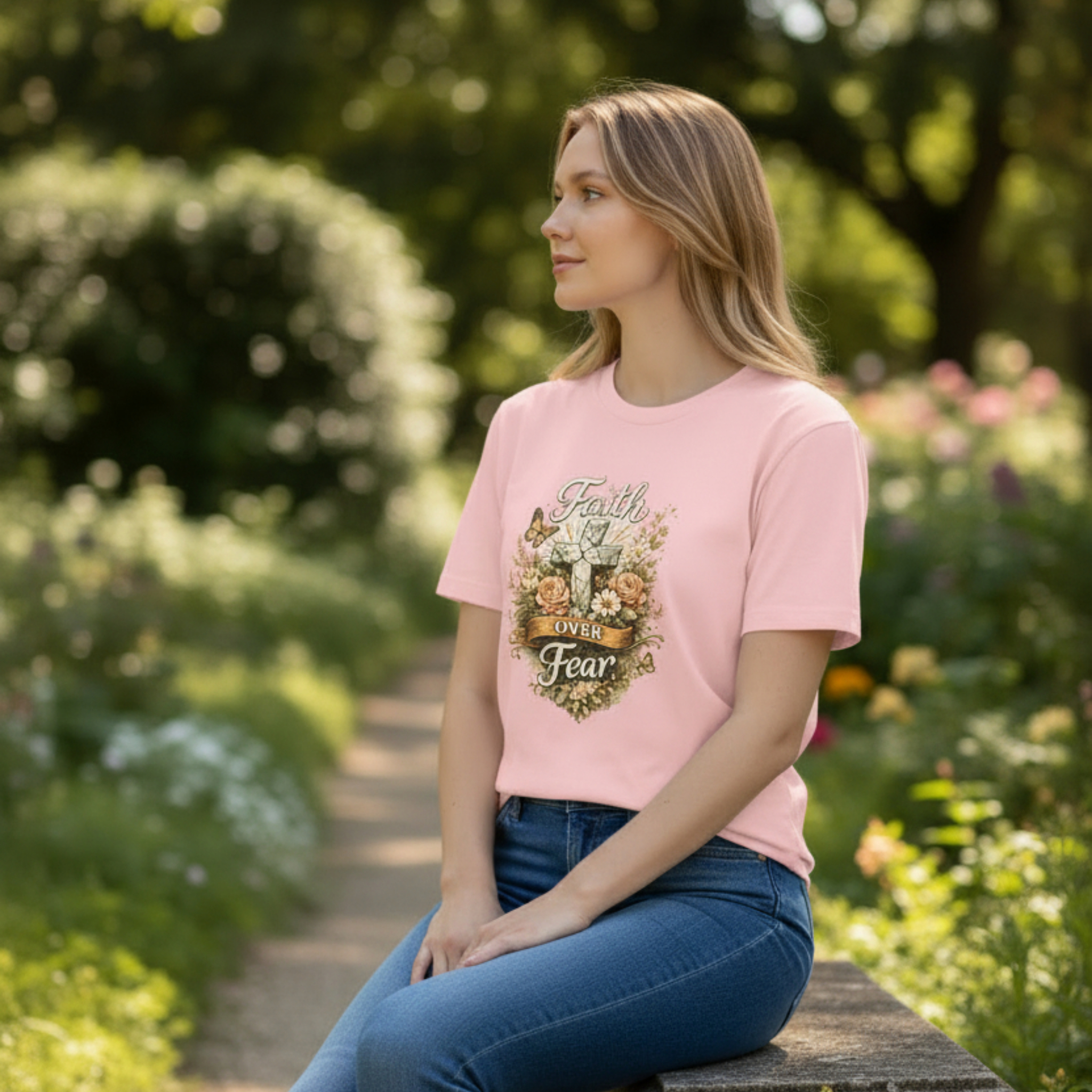 Faith Over Fear Floral Tee — S&S Premium Collection