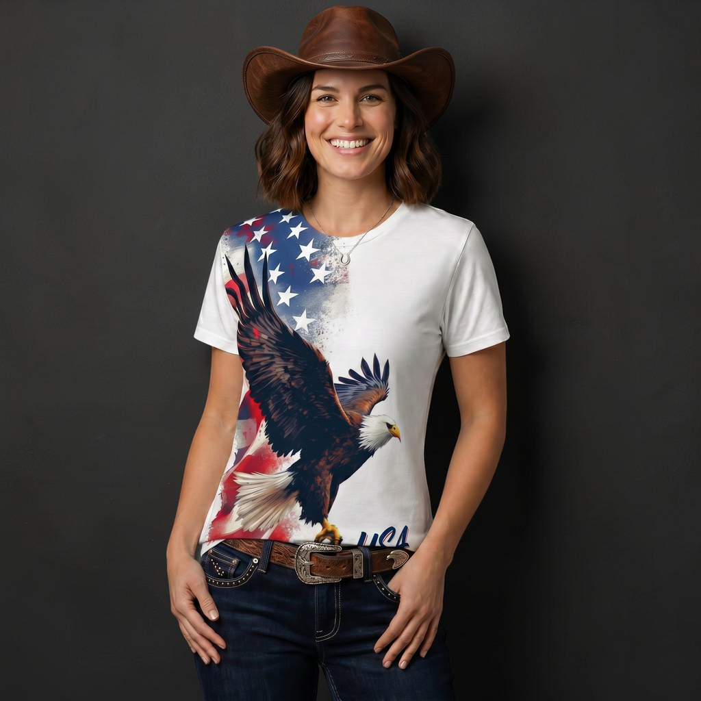 Patriotic Bald Eagle Tee — USA Flag Graphic Shirt