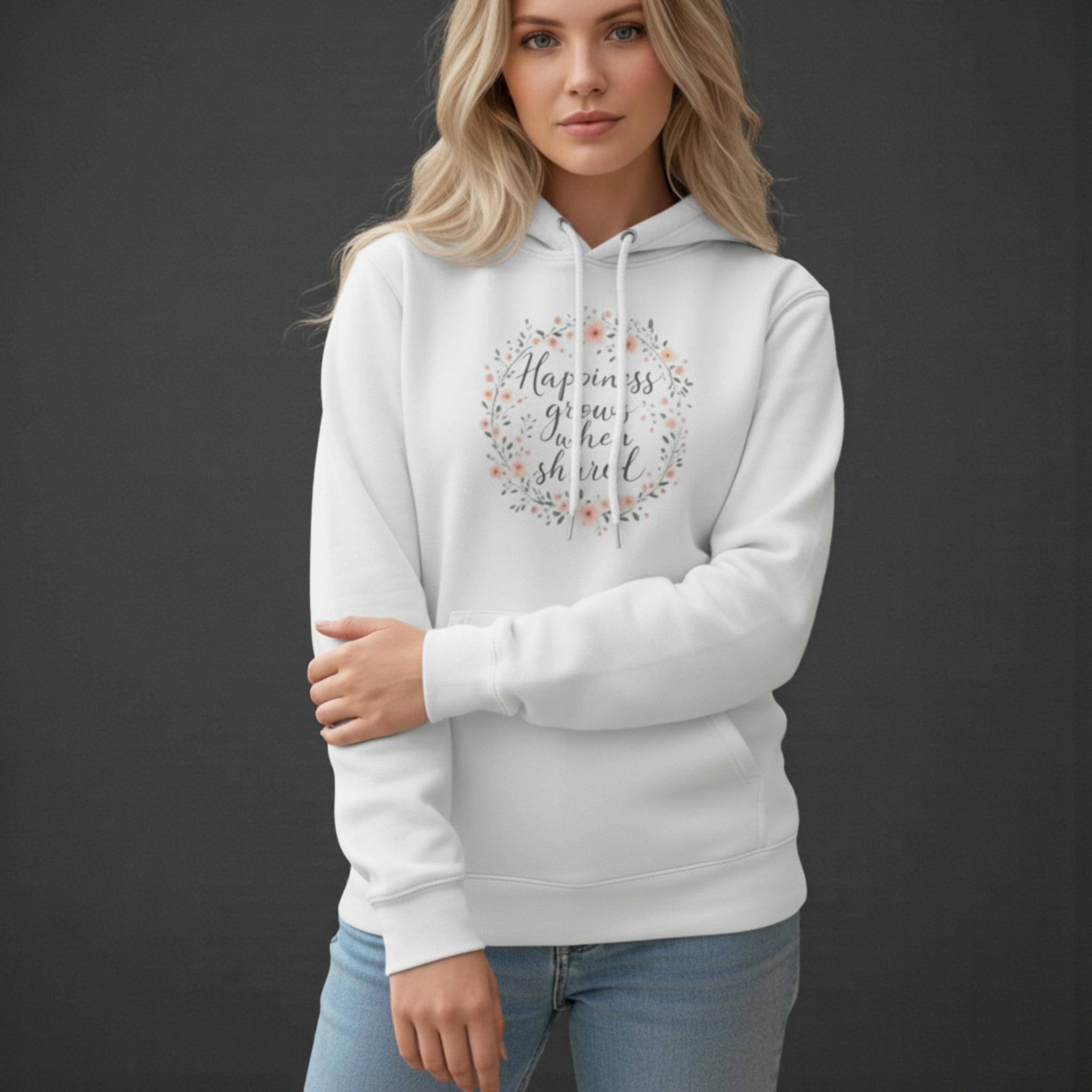 Happiness Grows When Shared | Motivational Quote Hoodies | Faith Hoodies | Women's Hoodie