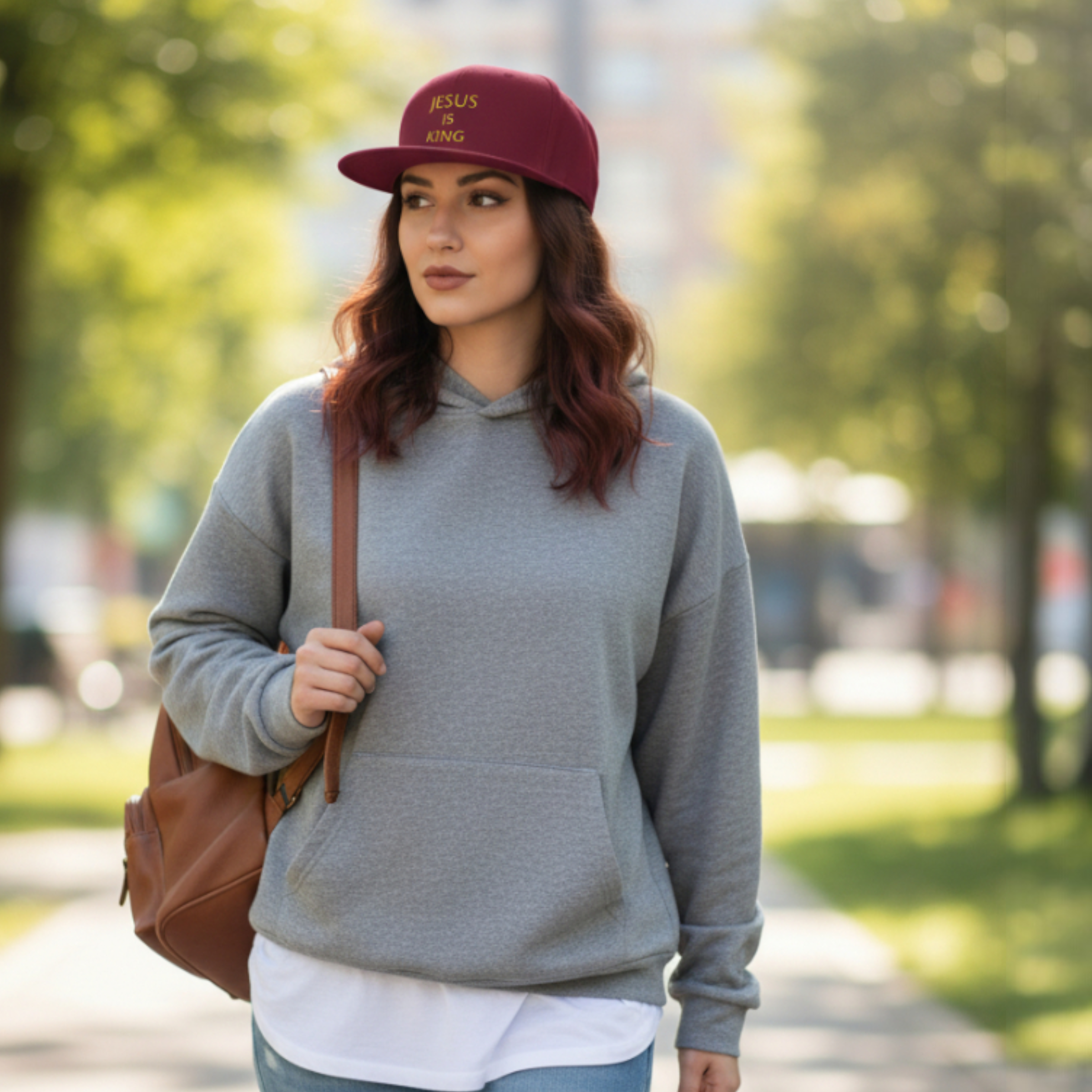 Embroidered Jesus Is King Flat Bill Snapback Hat