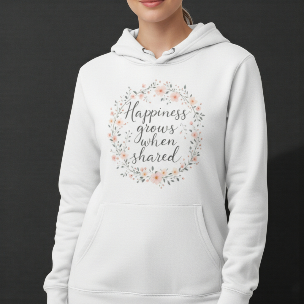 Happiness Grows When Shared | Motivational Quote Hoodies | Faith Hoodies | Women's Hoodie