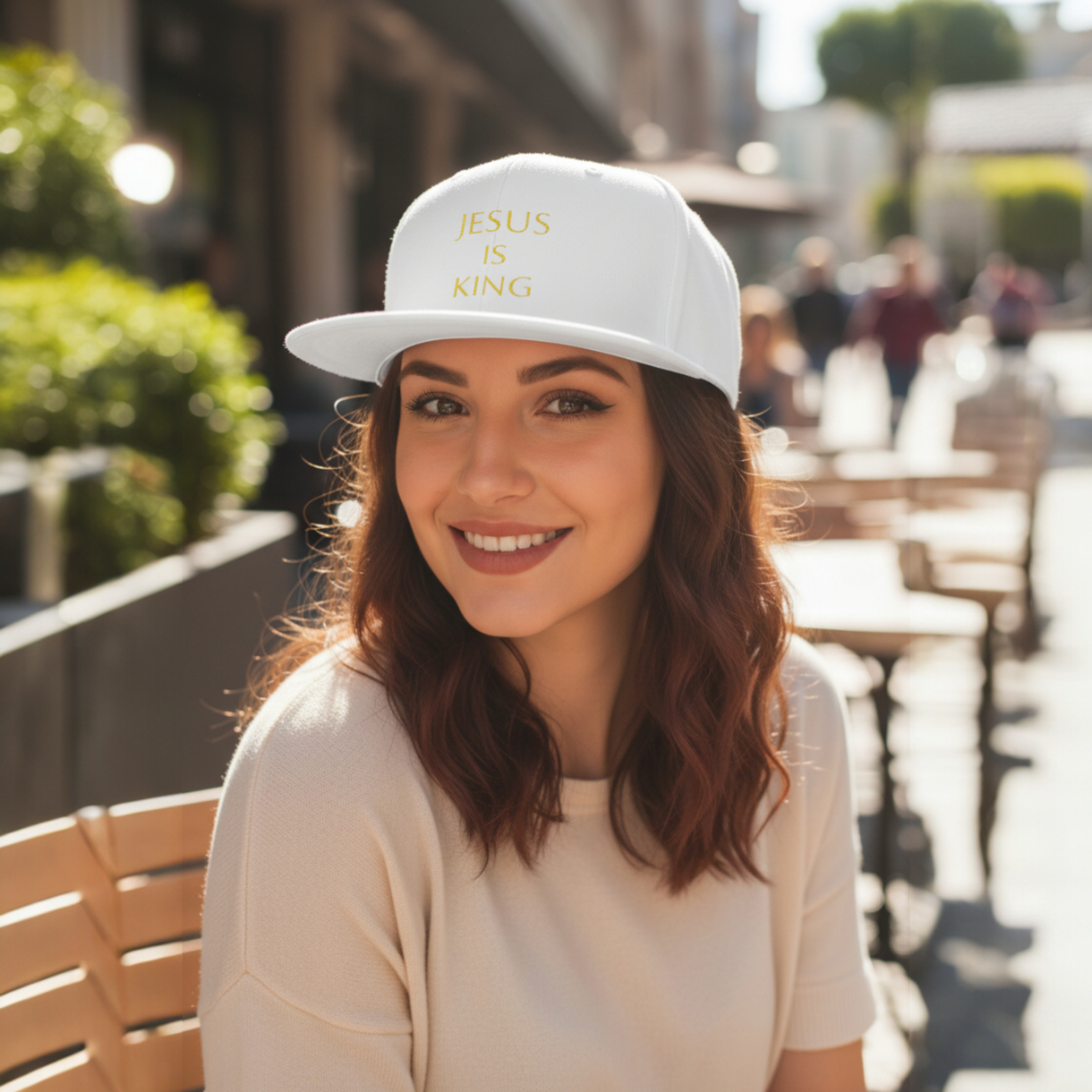 Embroidered Jesus Is King Flat Bill Snapback Hat