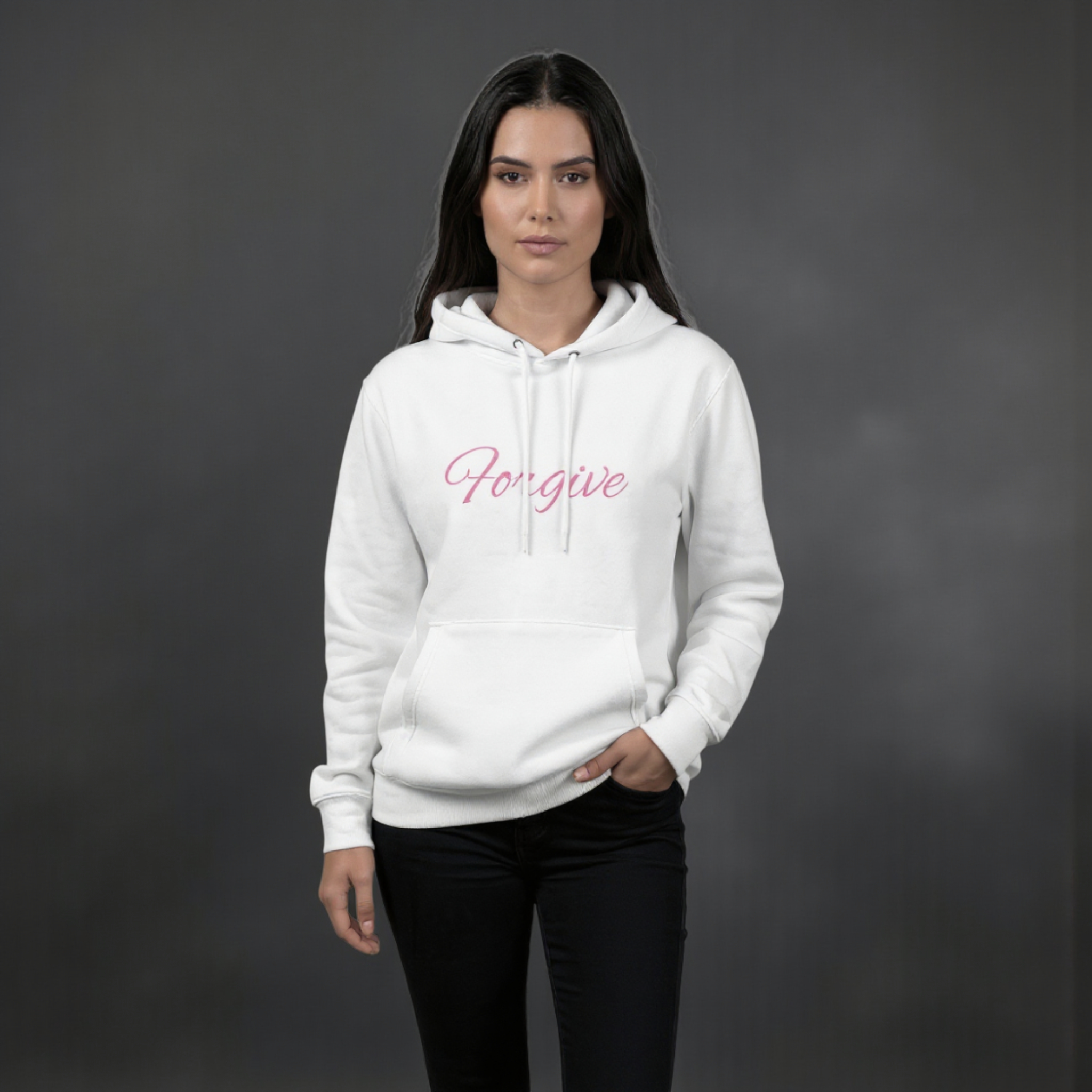 Forgive Script Hoodie — Minimalist Inspirational Pullover
